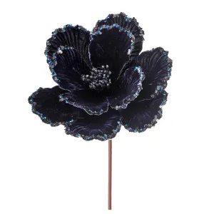 24" Dark Blue Magnolia, Sequin Border Magnolia