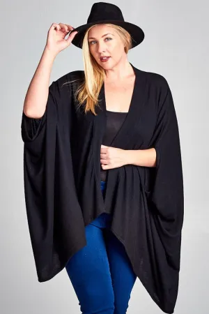 37 OT {Born With Charm} Black Soft Oversize Cardigan PLUS SIZE 3X