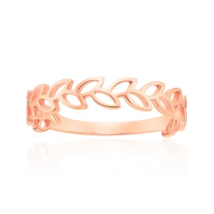 9ct Rose Gold Open Leaf Ring