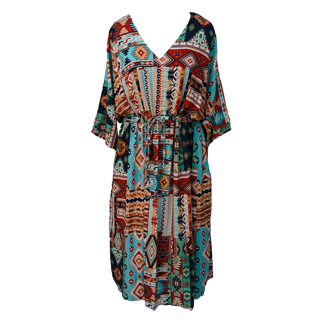 Abstract Viscose Maxi Dress UK Size 18-32 M135