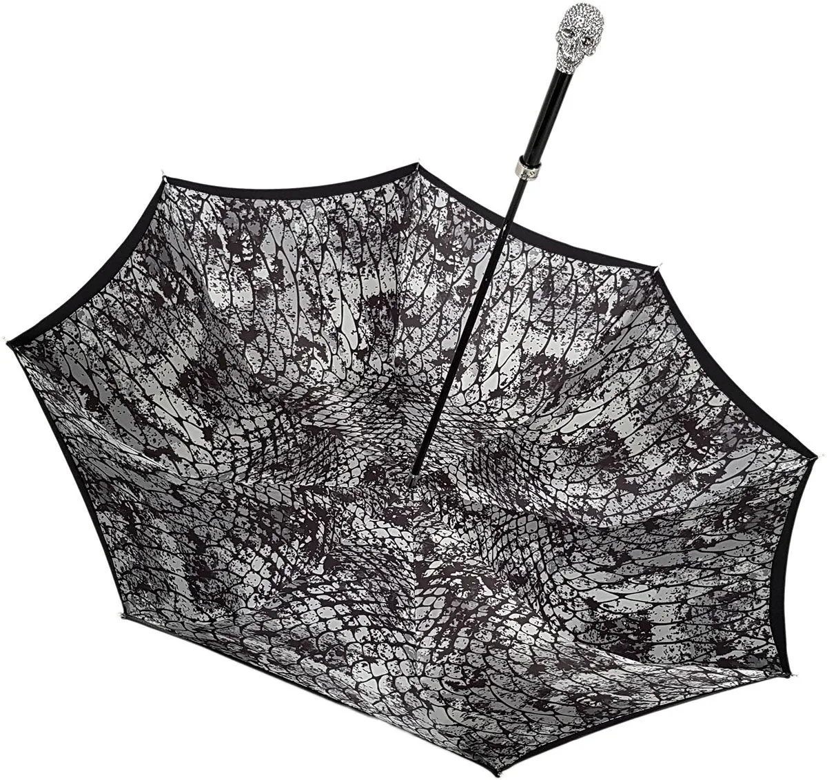 Amazin Lux Silver Swarovski Skull Umbrella - Double Cloth