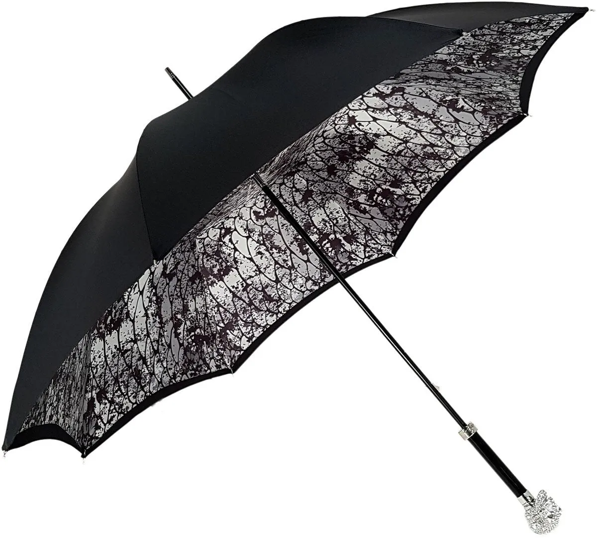 Amazin Lux Silver Swarovski Skull Umbrella - Double Cloth