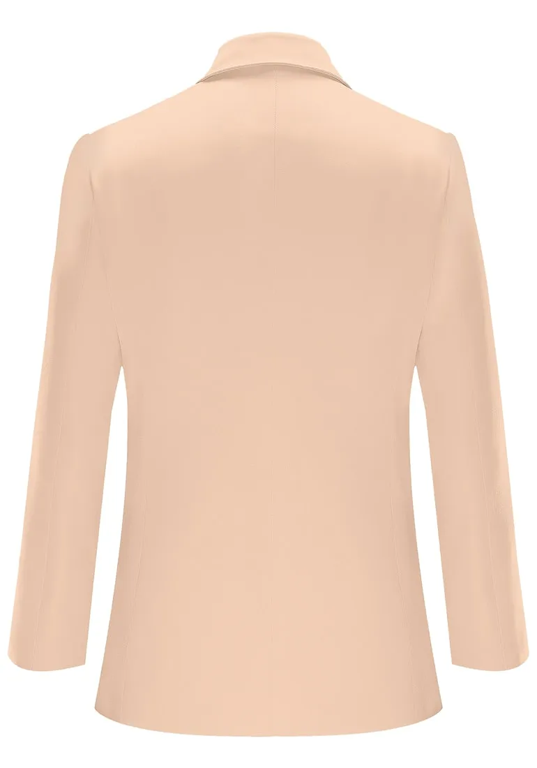 Apricot Notch Lapel Single-Button Blazer