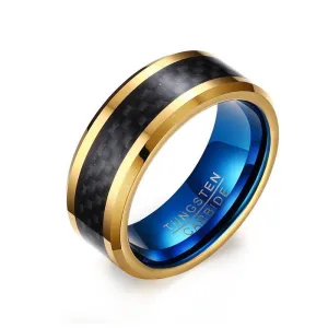 Atlantic Gold Tungsten Carbide &amp Black Carbon Fiber Ring