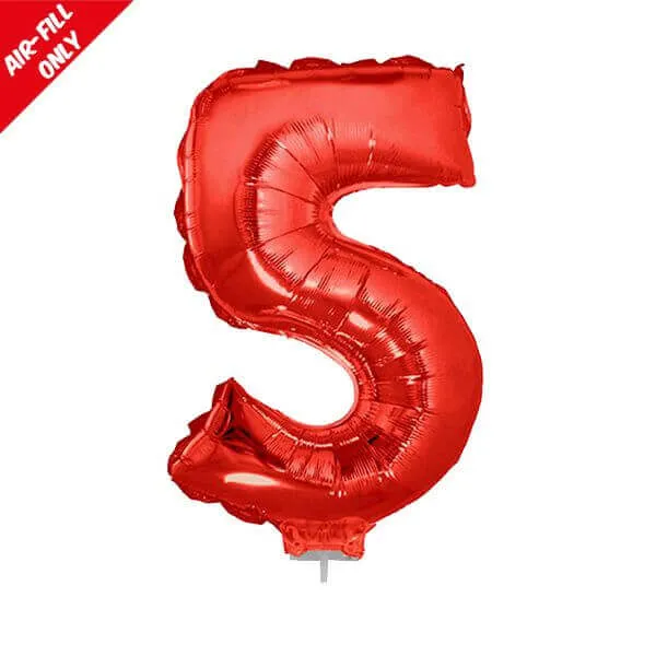 Balloon on Stick - 16" Red Number 5