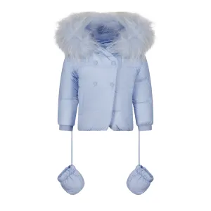 BBDB13-DOUBLE BREASTED LIGHT BLUE W/FUR