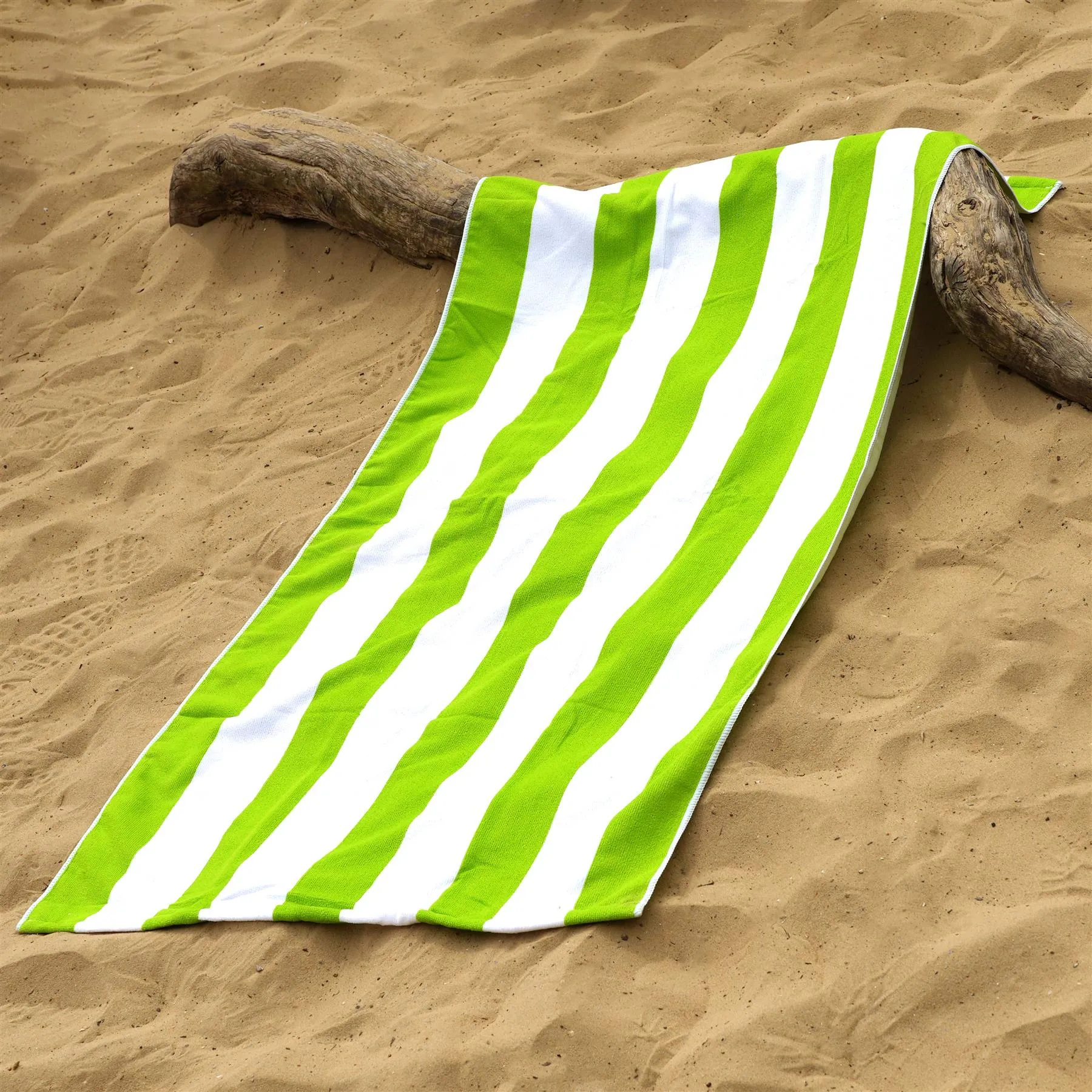 Beach Bath Towel Large Microfibre Green Striped