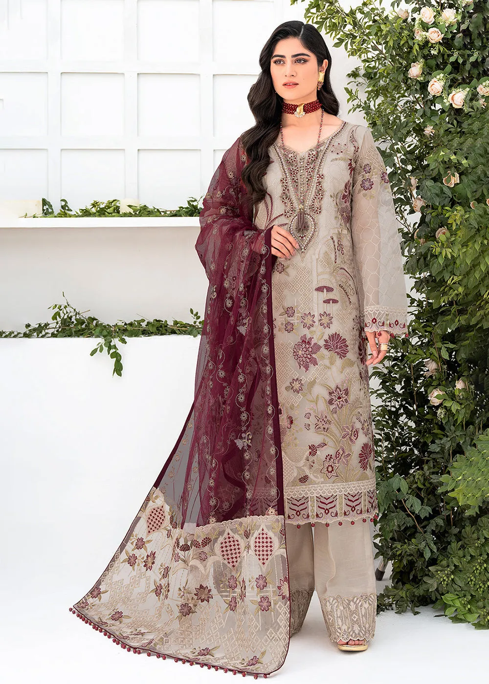 Beige Organza Suit - Ramsha Minhal Collection Vol 8 - #M-806