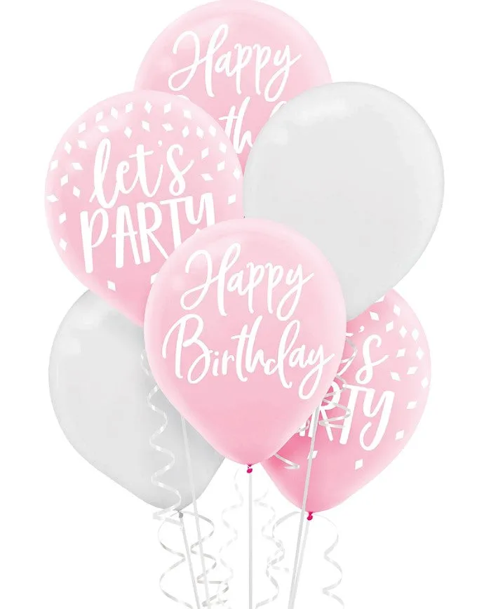 Blush Flat Birthday Balloons 12in | 15ct