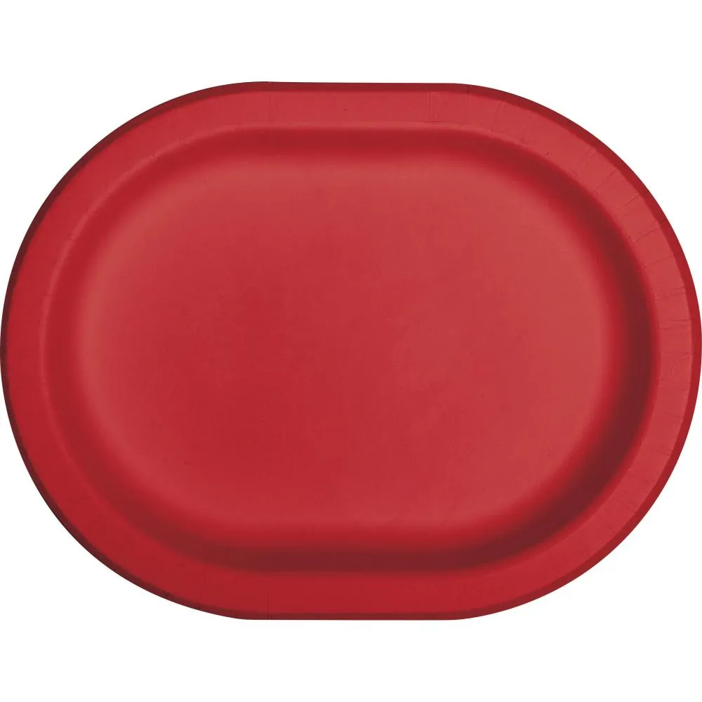 Bulk Classic Red Paper Oval Platter (Case of 96)