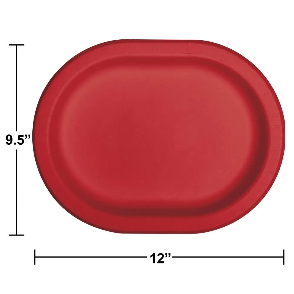 Bulk Classic Red Paper Oval Platter (Case of 96)