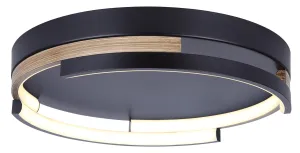 Canarm LFM283A15BKB AZRIA LED Flush Mount in Black and Wood