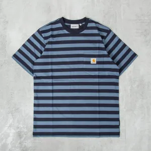 Carhartt WIP Merrick S/S Striped Pocket Tee - Dark Navy / Storm Blue