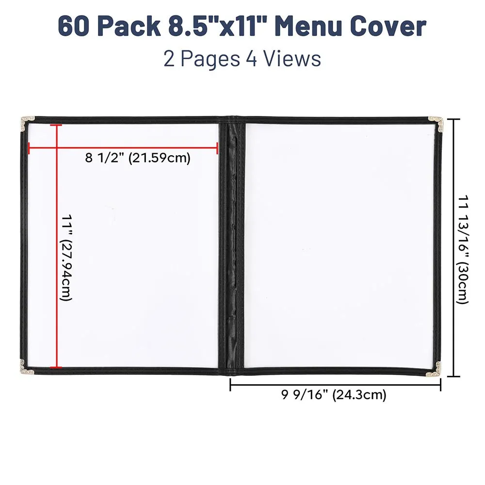 Clear Menu Covers 60ct/pk 8.5x11 2-Page 4-View