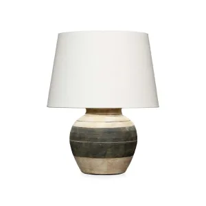 Coastal Style Beige & Dark Grey Ceramic Bernard Table Lamp