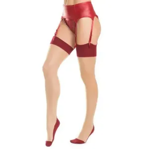 Coquette Cuban Heel & Sheer Thigh High with Back Seam