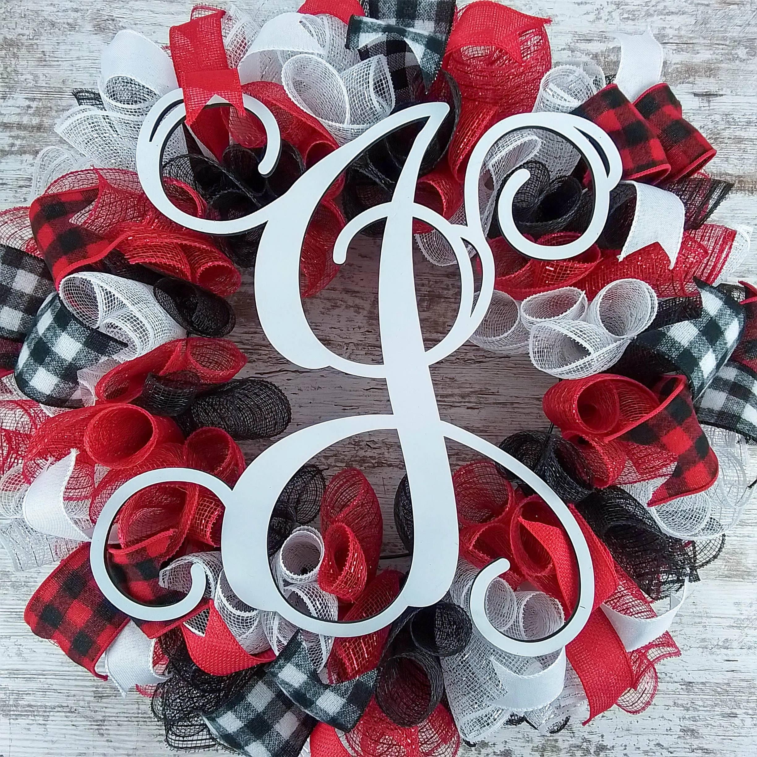 Customizable Monogram Wreath, Personalized Door Decor, Burlap and Ribbon Home Accent