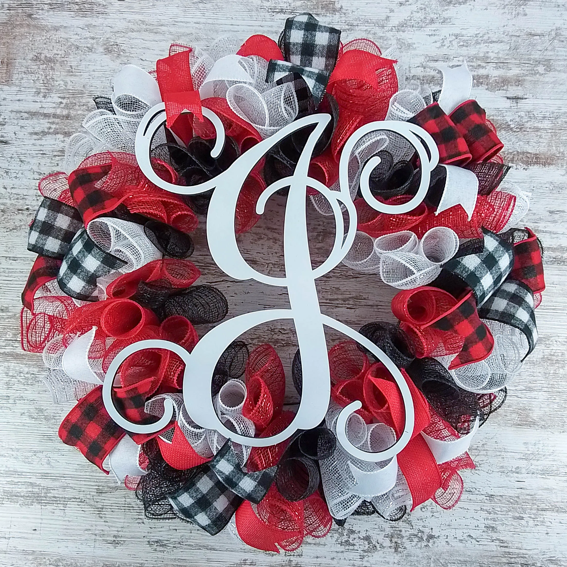 Customizable Monogram Wreath, Personalized Door Decor, Burlap and Ribbon Home Accent