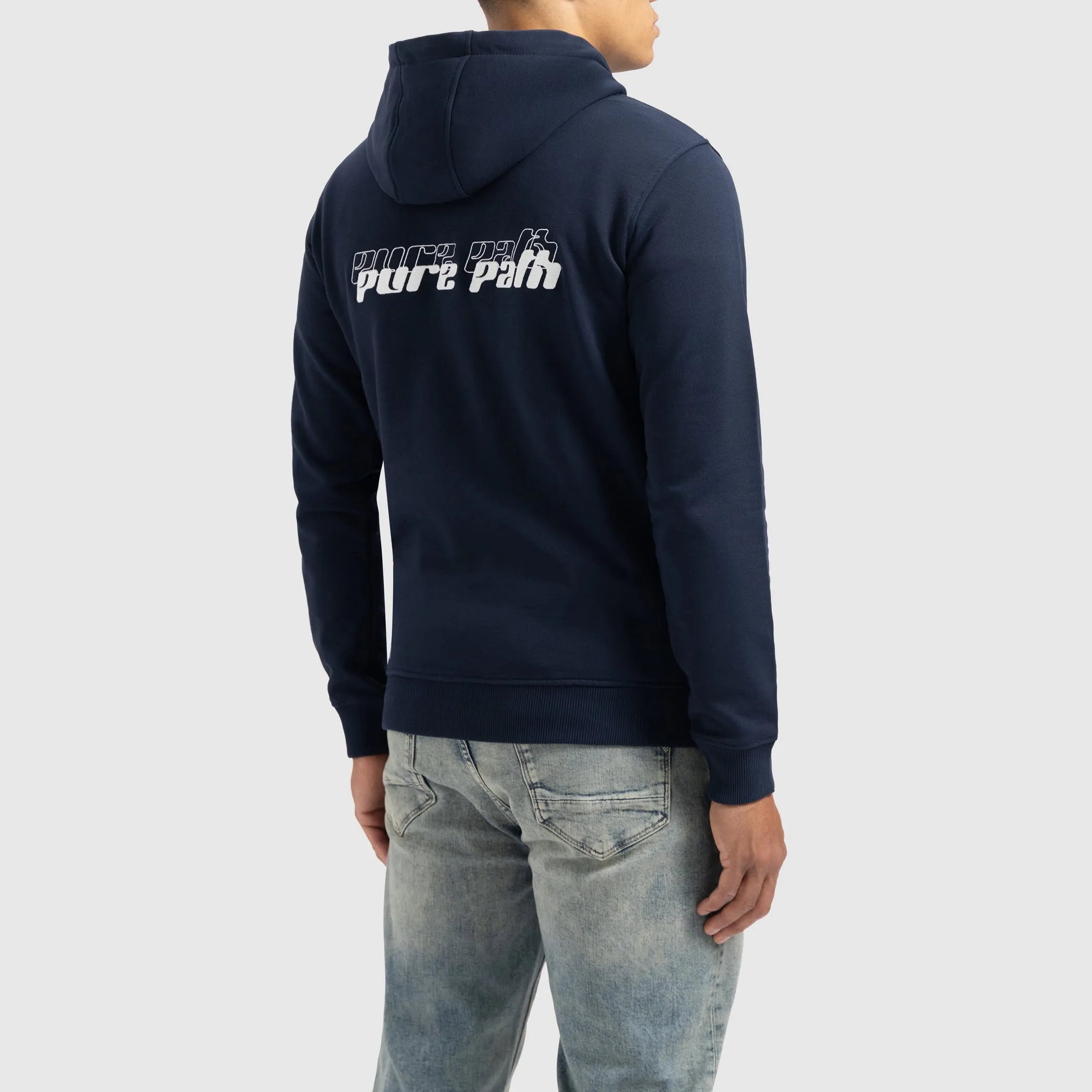 Dimensional Script Hoodie | Navy