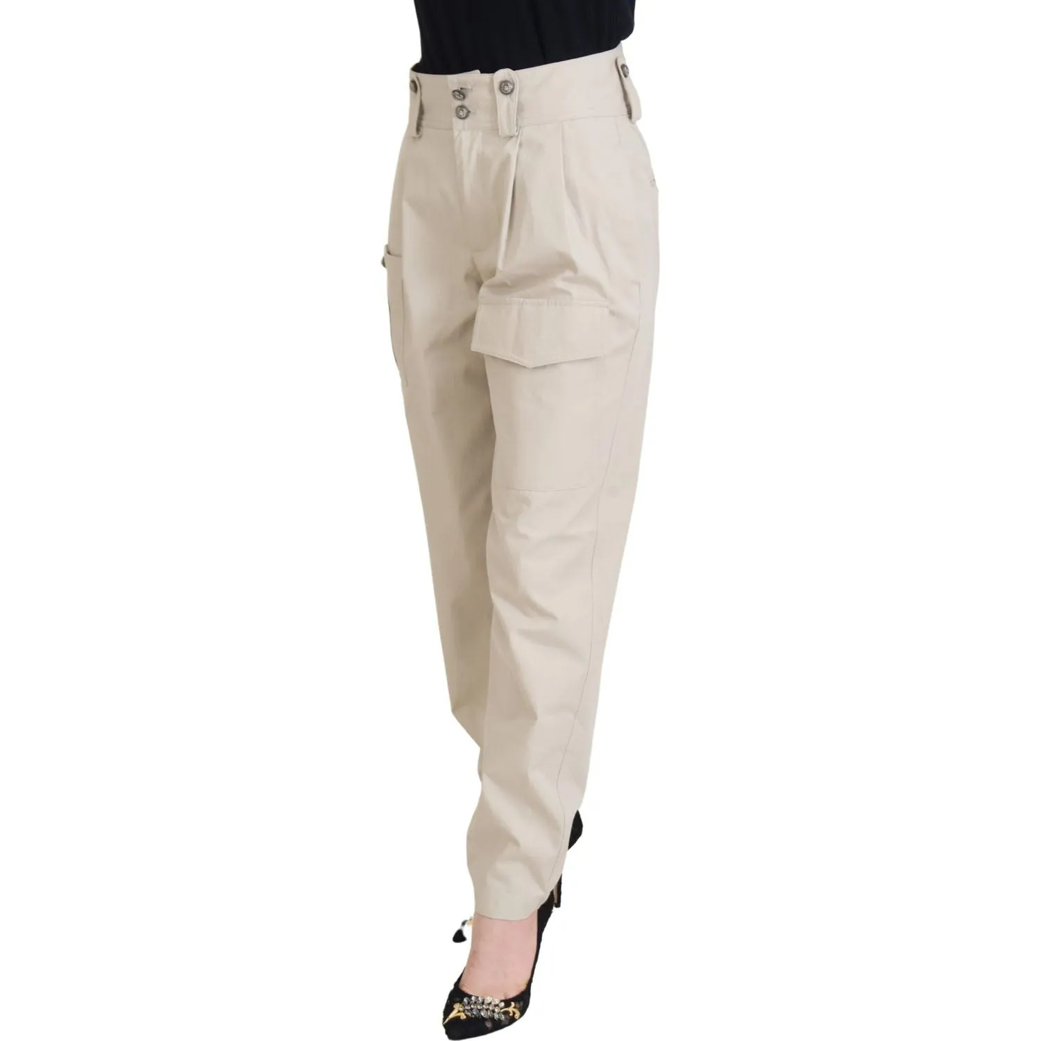 Dolce & Gabbana Chic Beige Cotton Trousers for Elegant Comfort