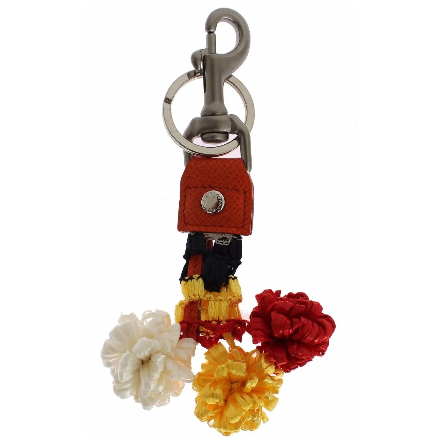 Dolce & Gabbana Chic Multicolor Raffia & Leather Keychain