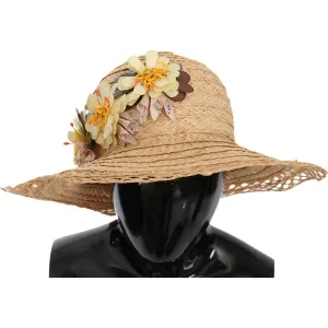 Dolce & Gabbana Elegant Beige Floral Bucket Hat