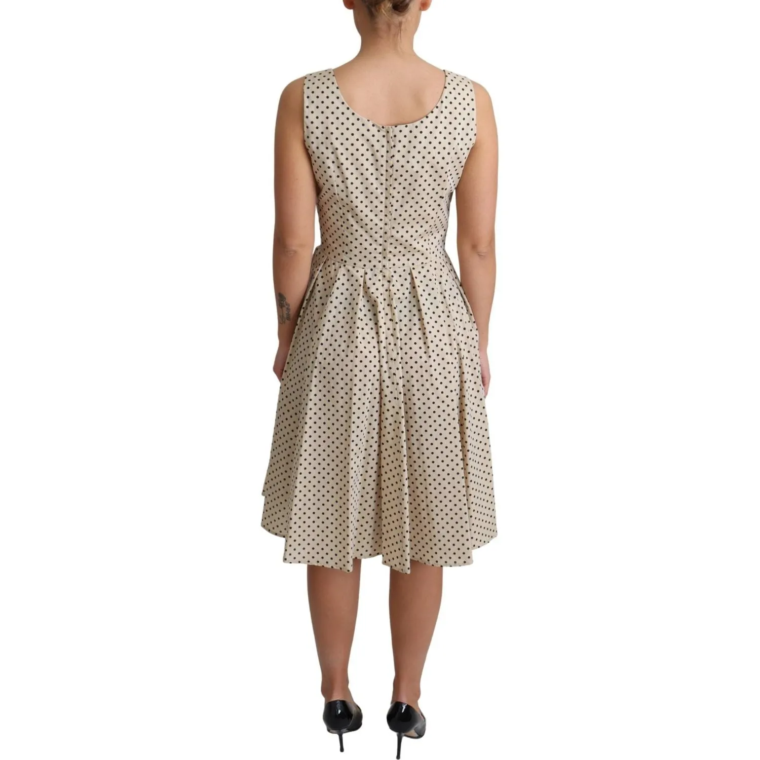 Dolce & Gabbana Elegant Polka Dot Sleeveless A-Line Dress