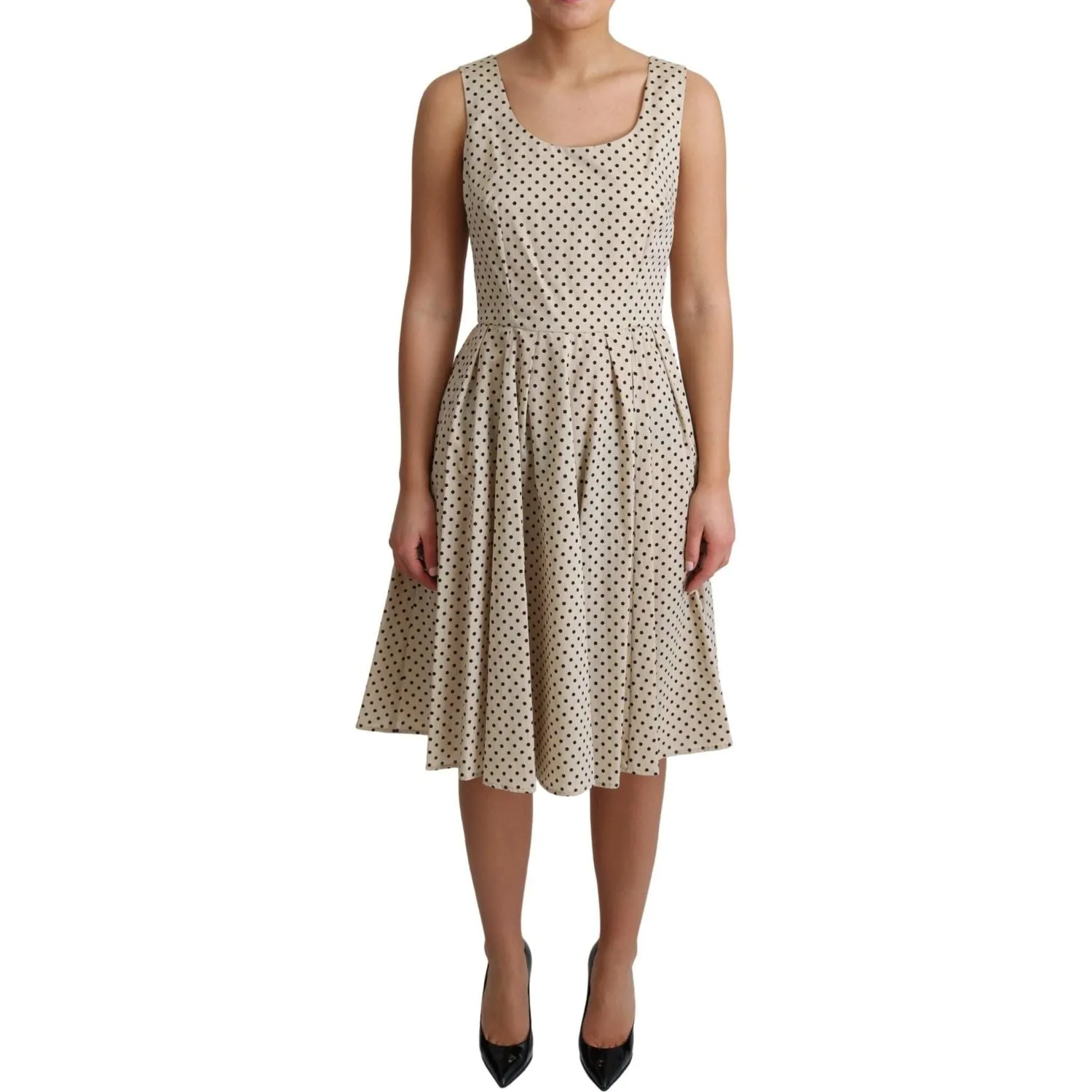 Dolce & Gabbana Elegant Polka Dot Sleeveless A-Line Dress