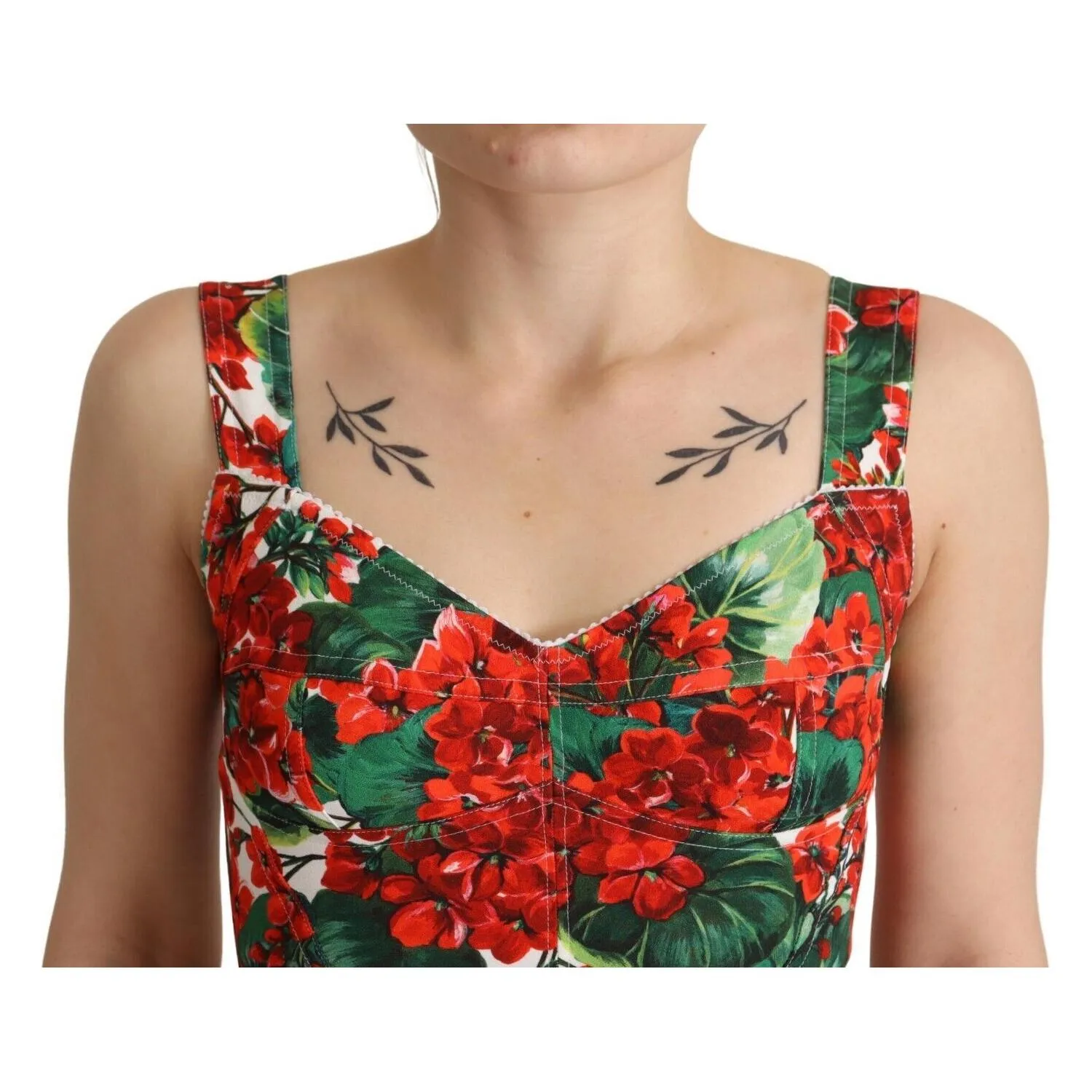 Dolce & Gabbana Elegant Red Cropped Top with Geranium Print