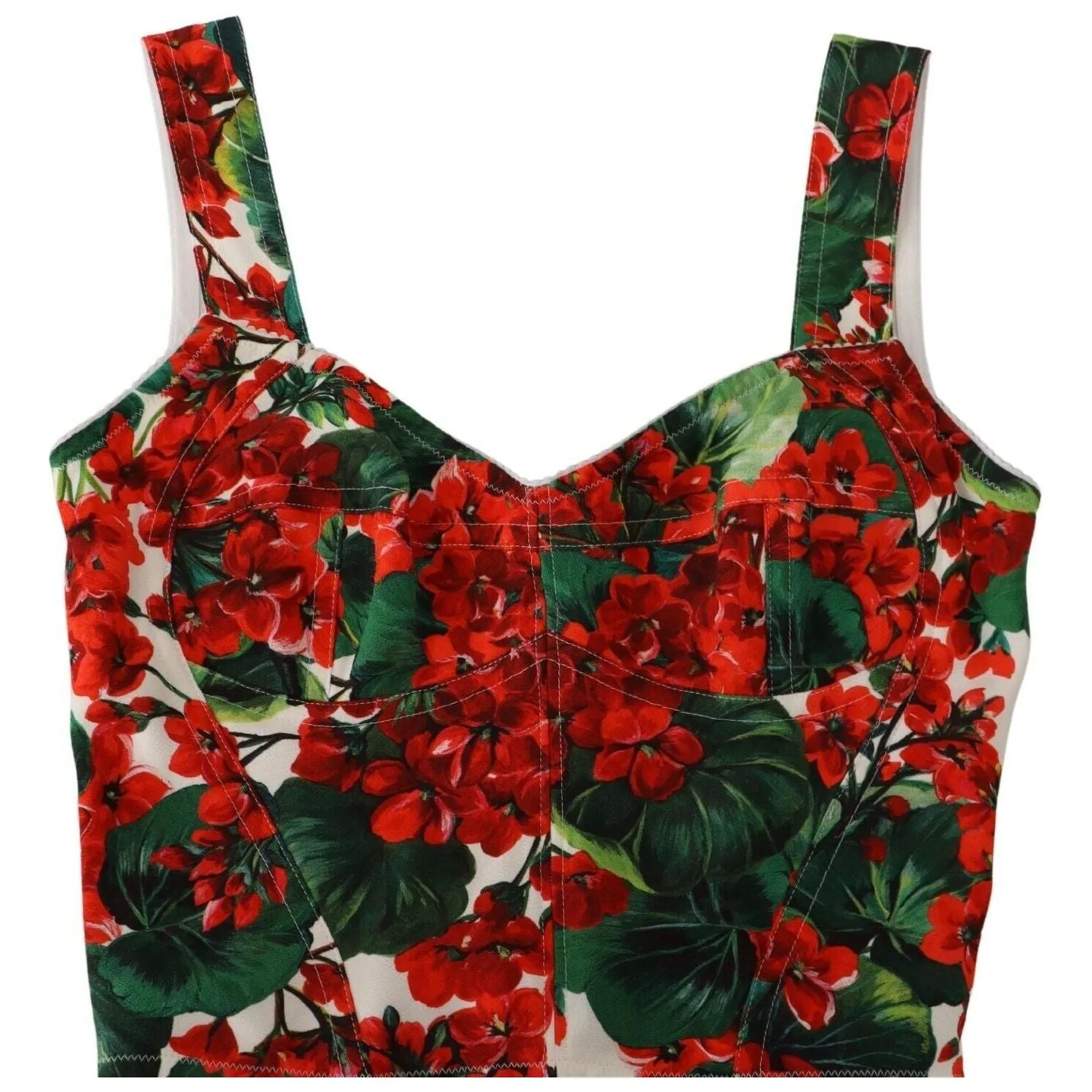 Dolce & Gabbana Elegant Red Cropped Top with Geranium Print