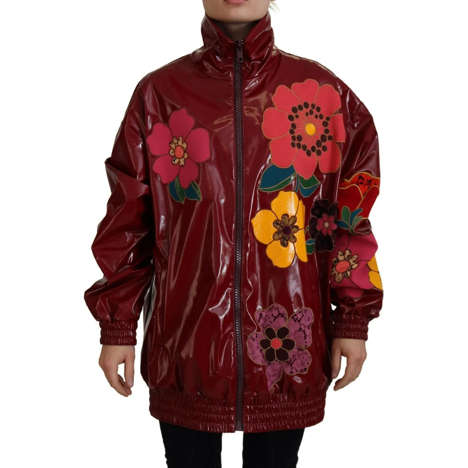 Dolce & Gabbana Maroon Floral Luxe Jacket