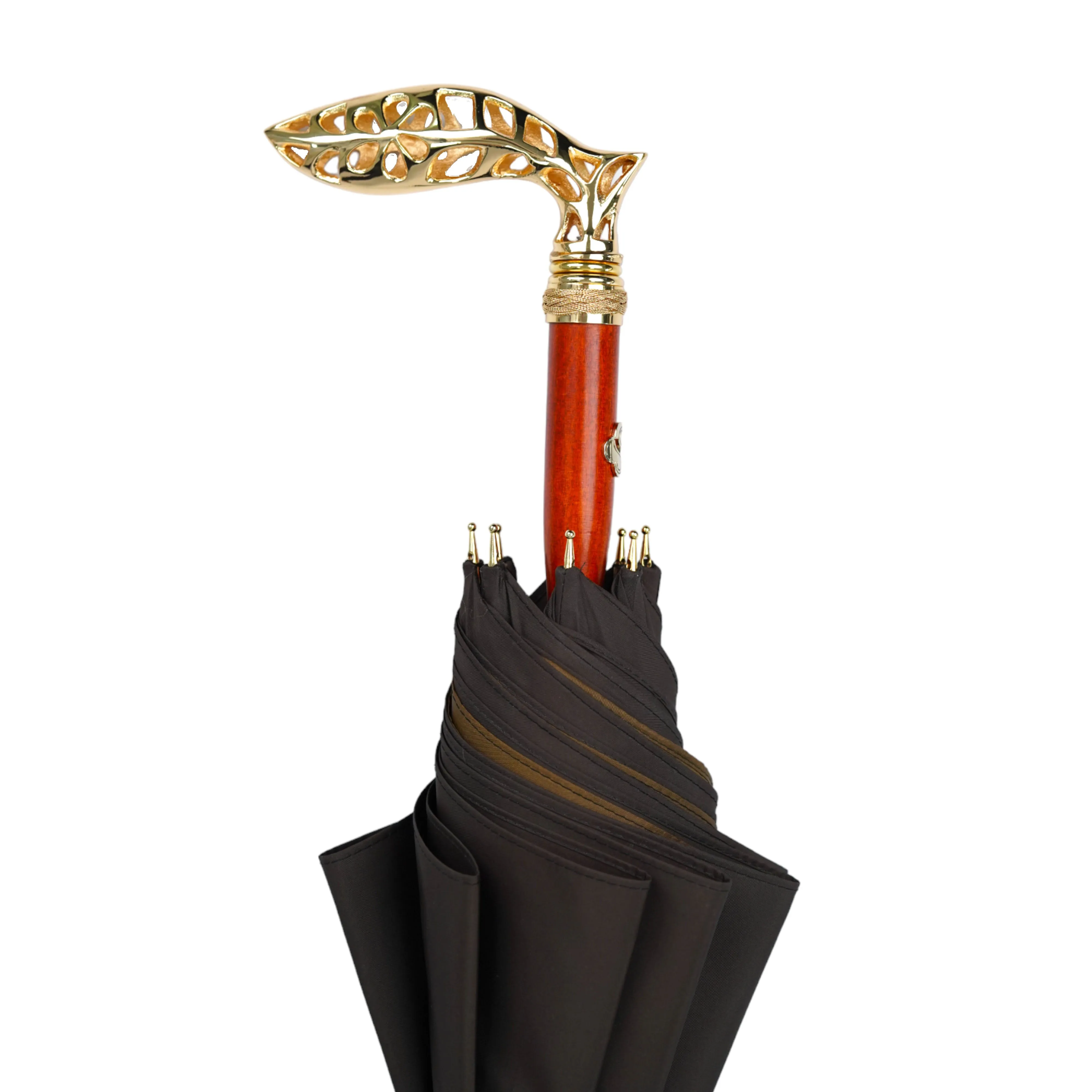 Double Cloth Men's Umbrella - 24K Goldplated handle