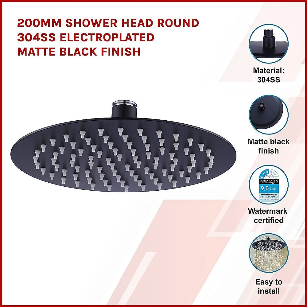 Eco-Friendly 200mm Matte Black Rain Shower Head 304SS