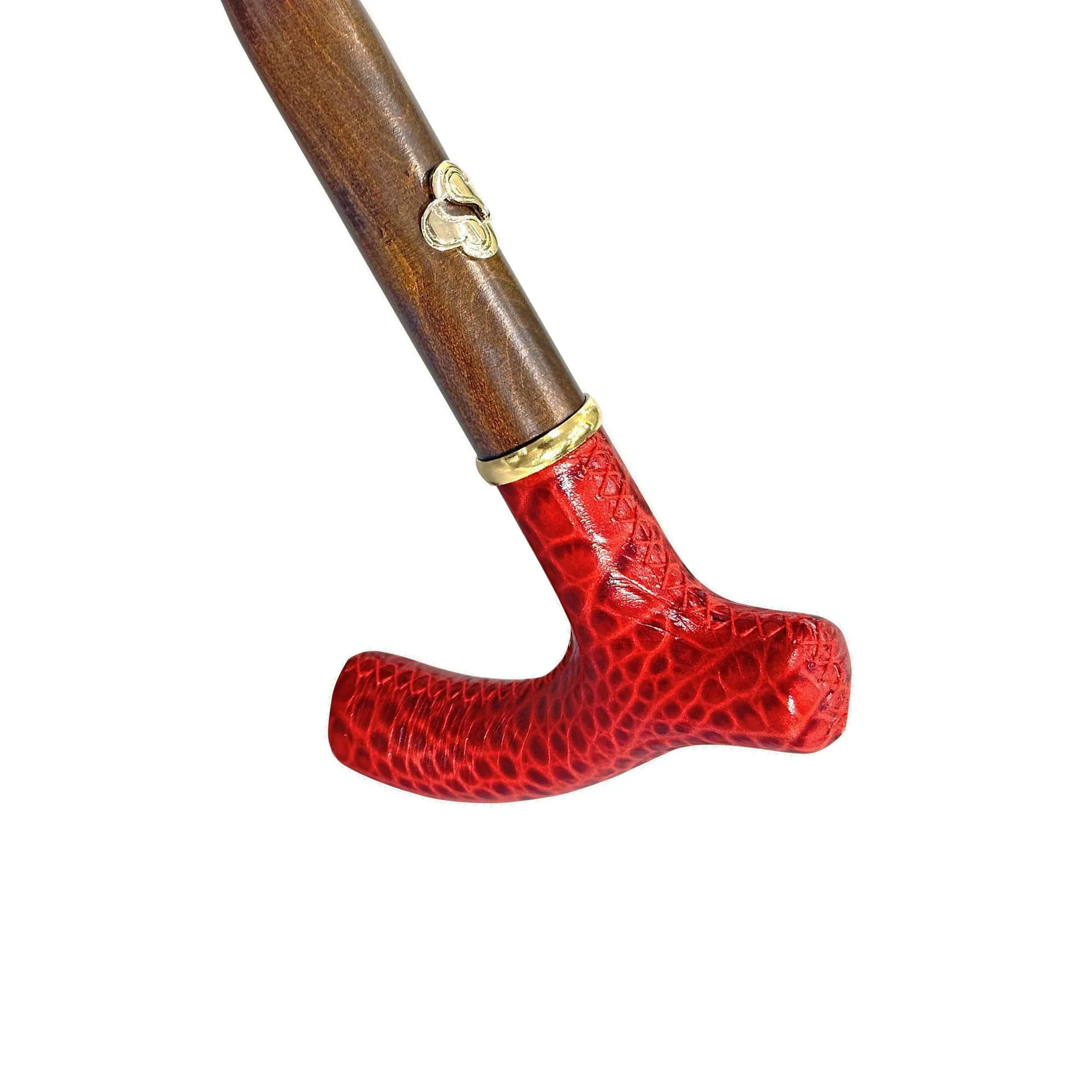 Elegant burgundy umbrella - handmade red leather handle