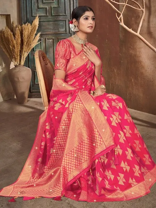 Embellished Zari Organza Banarasi Saree