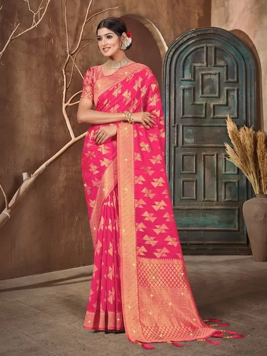 Embellished Zari Organza Banarasi Saree