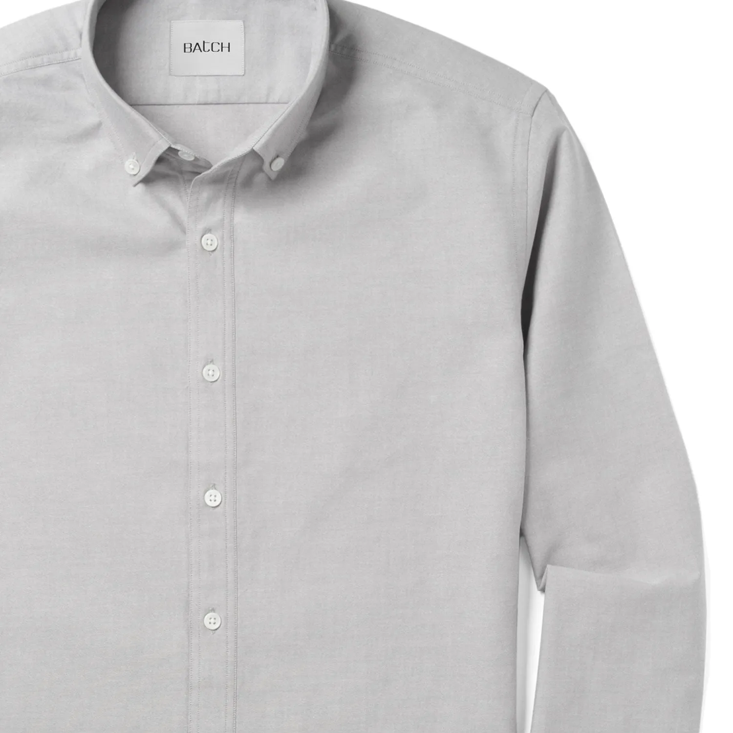 Essential Button Down Collar Casual Shirt - Aluminum Gray Cotton Oxford