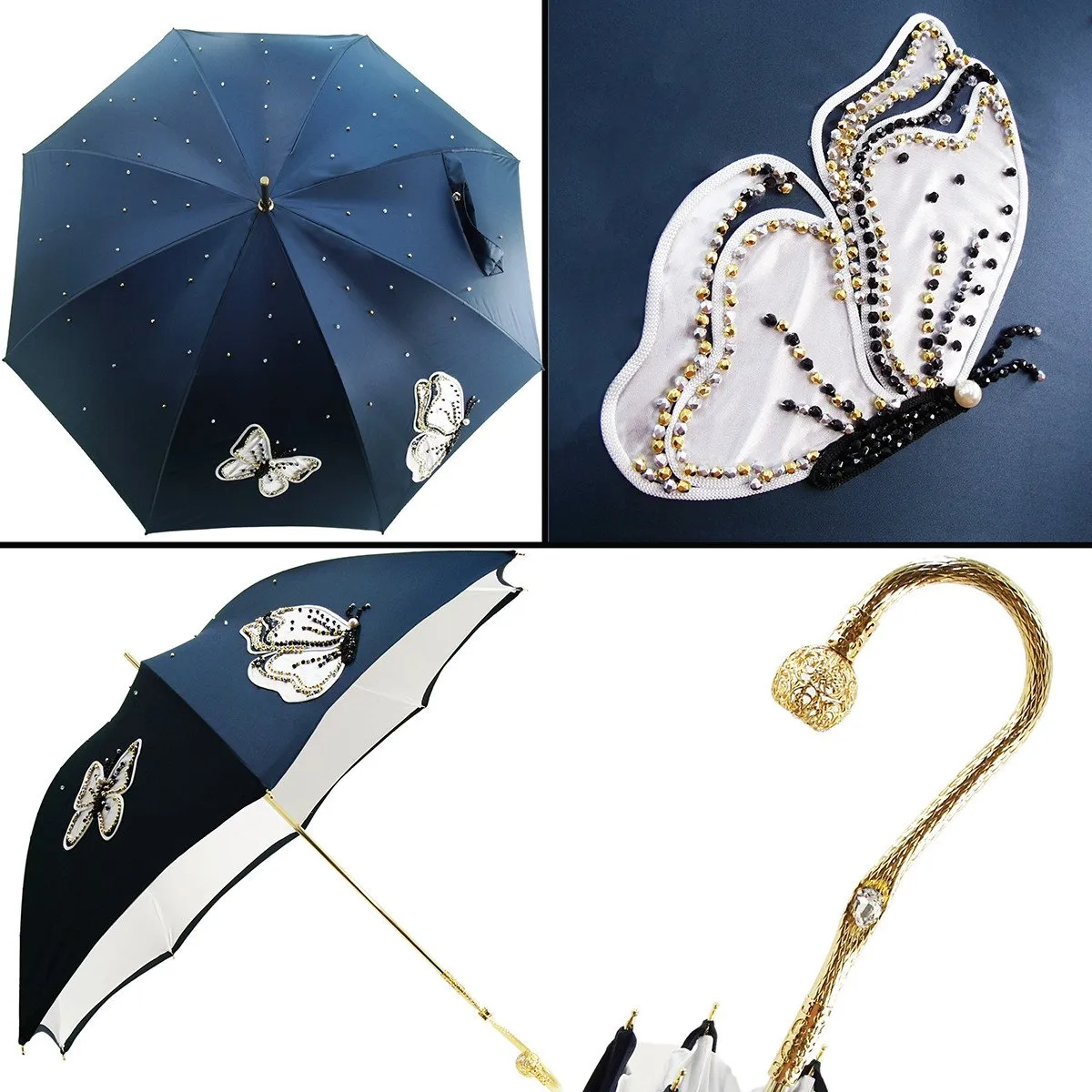 Fantastic Women's Umbrella with Embroidered Butterflies