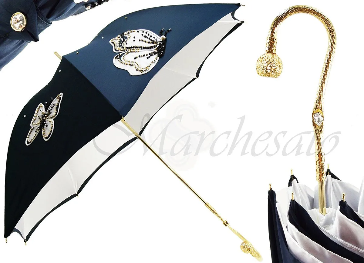 Fantastic Women's Umbrella with Embroidered Butterflies