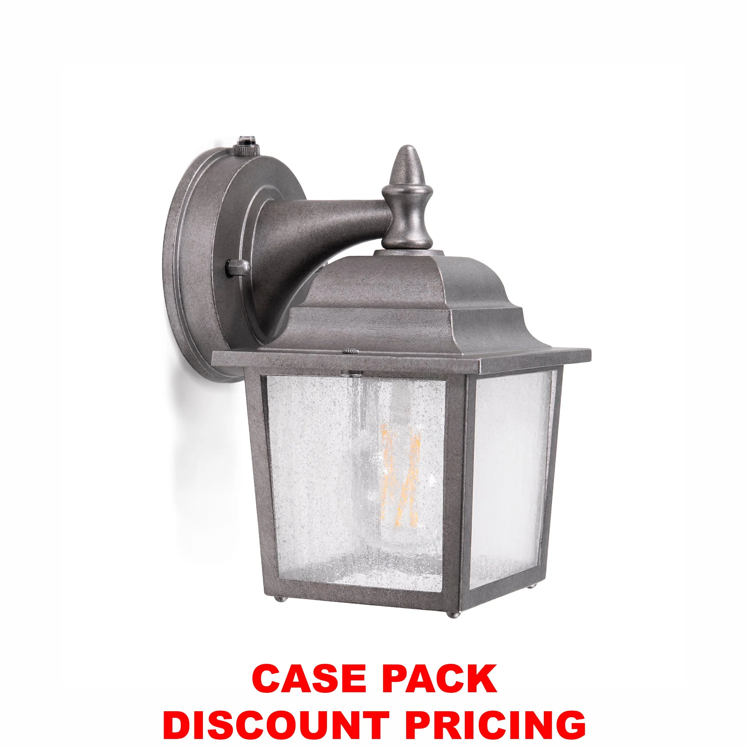 Greystone Outdoor Dusk to Dawn Porch Light, E26 Standard Socket, Wet Location, Seedy Glass, Black, Galvanize Finish, Rustic Bronze or White Finish Available