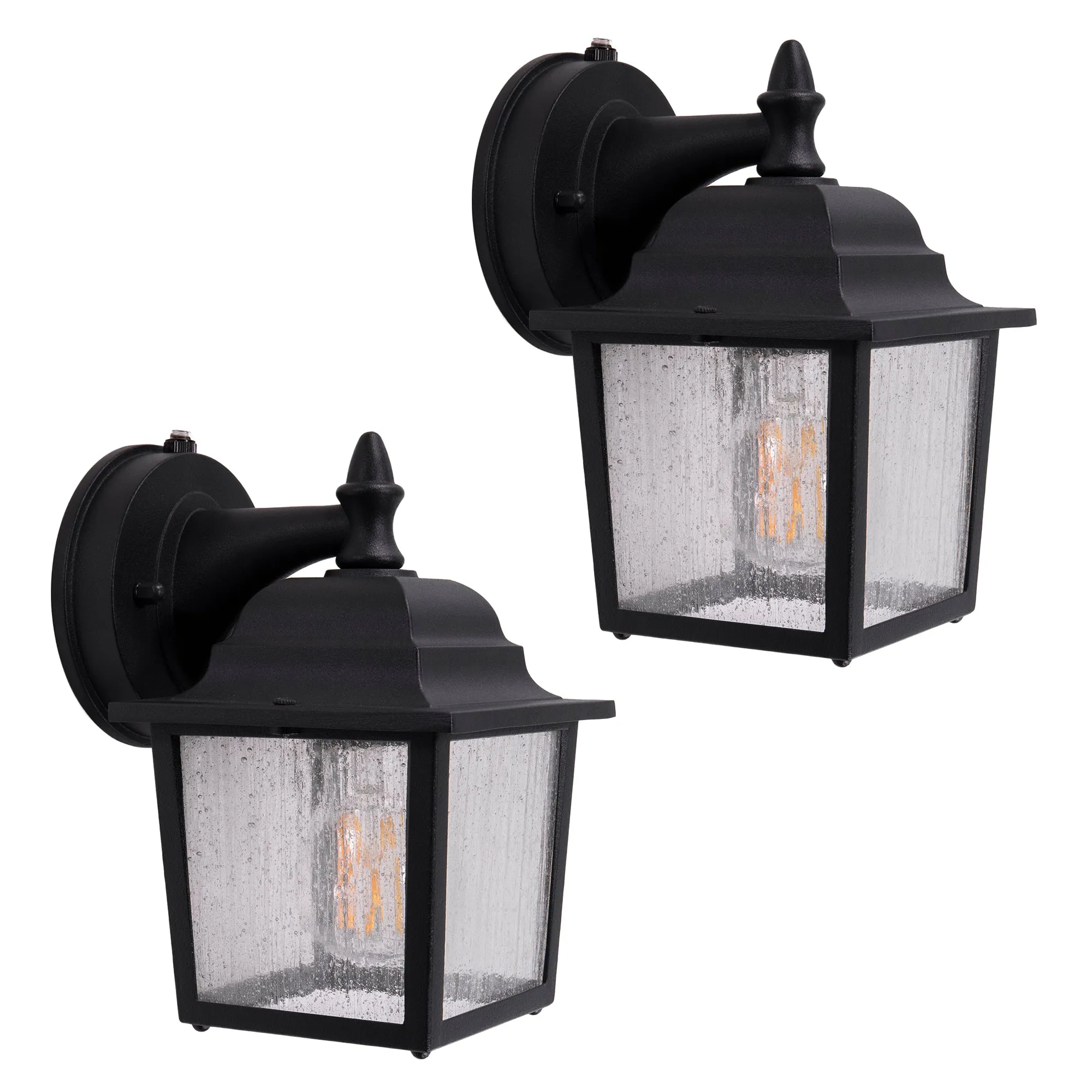 Greystone Outdoor Dusk to Dawn Porch Light, E26 Standard Socket, Wet Location, Seedy Glass, Black, Galvanize Finish, Rustic Bronze or White Finish Available