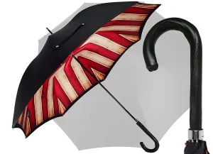 Handmade Men's Umbrella - Striped Red And Cream - Shaded Colors