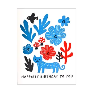 Happiest Birthday Cat Card by Fugu Fugu