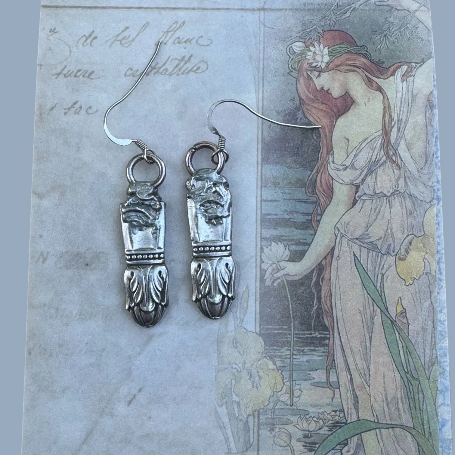 Holmes & Edwards Danish Princess Antique Spoon Silver Plated Earrings Metalwork