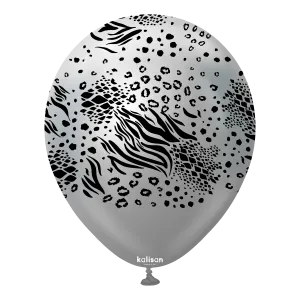 Kalisan 12" Mutant Printed Mirror Silver  Latex Balloon, 25 pieces