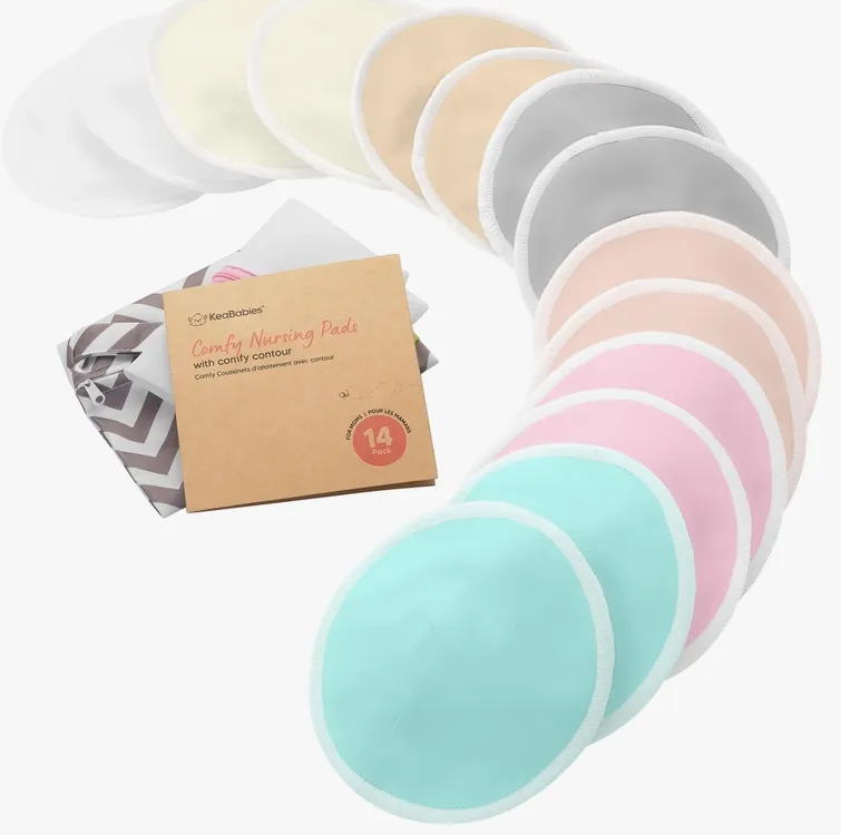 KeaBabies Comfy Organic Nursing Pads (Pastel, Medium 3.9")