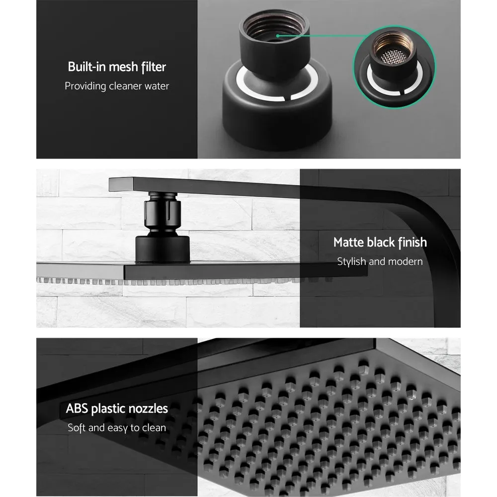 Matte Black 8" Rain Shower Head & Taps Set - Cefito