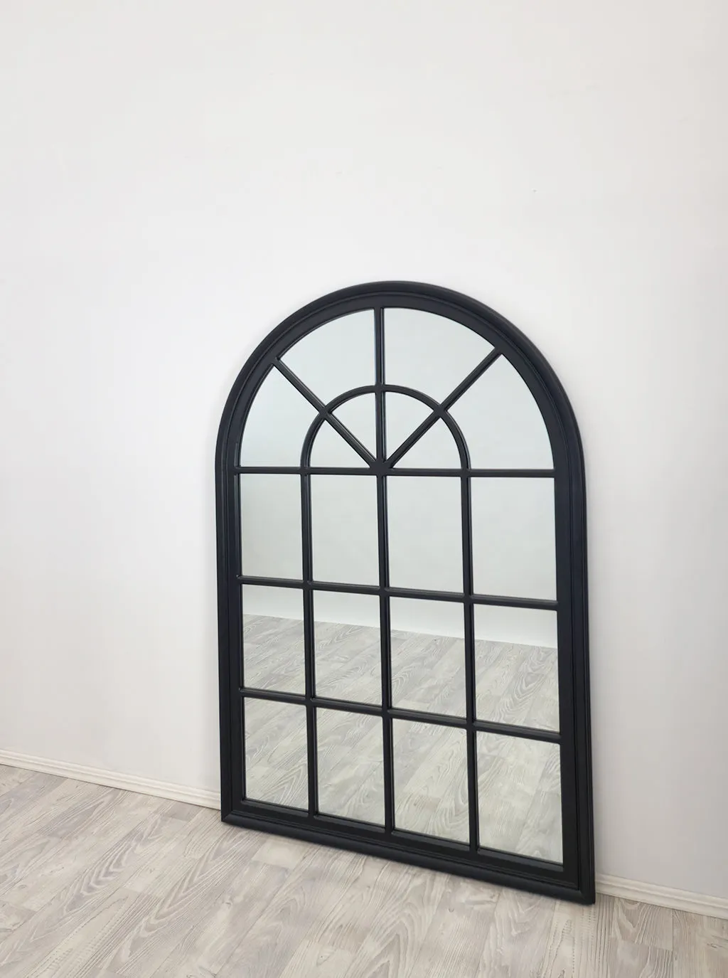 Matte Black Arch Window Style Wall Mirror - 100x150cm