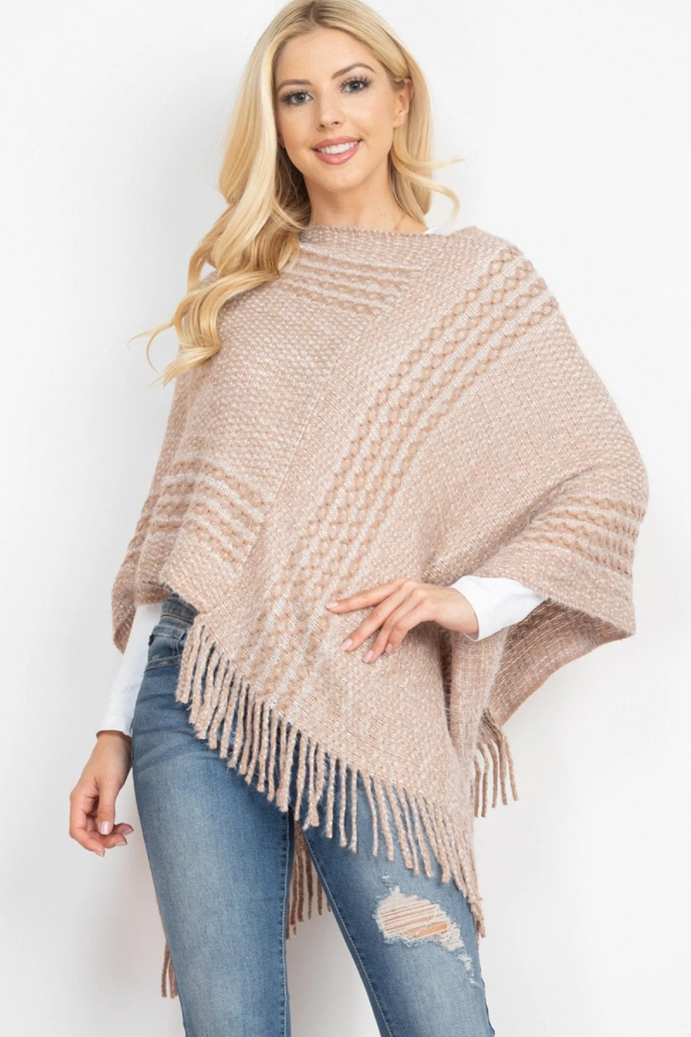 MS0197 June Knit Fringe Poncho