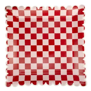 Pink & Red Checked Paper Plates 10"